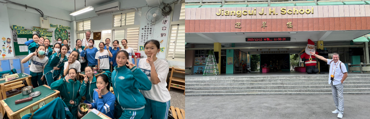 Čaplinskas教授也在教育局同仁陪同下，至板橋江翠國中進行校園參訪，並與師生進行互動交流。